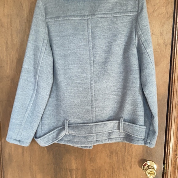 Nine West coat faux fur collar blue collar gray coat moto like style size S - Picture 9 of 17